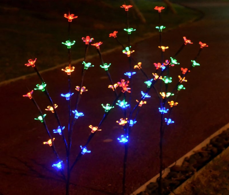 GIGAWATTS GW-901 20 LED Solar Garden Flower Light – Outdoor Cherry Blossom Lamp with Solar Panel & Battery, Water-Resistant, BIS Approved – Decorative Lawn & Pathway Lights (Pack of 1, Multicolour) - Image 1