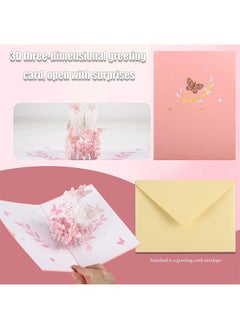 Lemon Greeting Card, 3D Pop Up, Romantic Theme Cards, Anniversary Cards for Wife Girlfriend Mother, Birthday Cards, Pink Butterfly  - Image 2