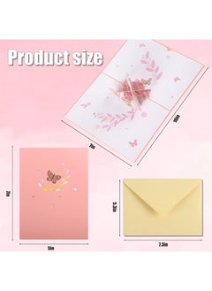 Lemon Greeting Card, 3D Pop Up, Romantic Theme Cards, Anniversary Cards for Wife Girlfriend Mother, Birthday Cards, Pink Butterfly  - Image 3