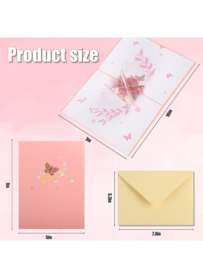 Lemon Greeting Card, 3D Pop Up, Romantic Theme Cards, Anniversary Cards for Wife Girlfriend Mother, Birthday Cards, Pink Butterfly  - Image 3