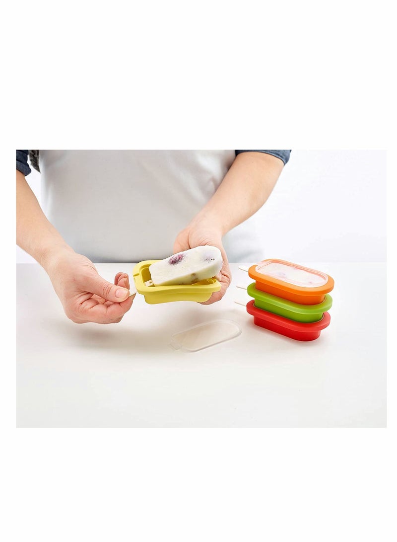 KASTWAVE Stackable 4 Pieces Popsicle Mould, One Size, Reusable Ice Pop Molds With Sticks, Easy Release & Clean for Family /Multicolour - Image 5