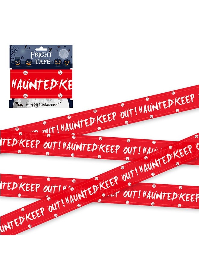 JCB CHIC ديكورات الهالوين، 5 قطع من شريط الديكور التحذيري للهالوين، حزمة شريط تحذير بطول 45 متر، ديكور لحفلات الهالوين - Image 1
