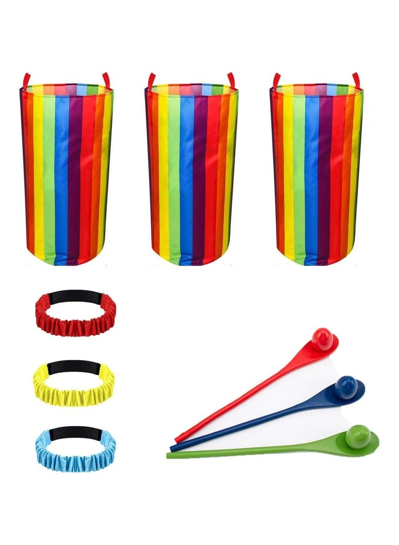 Captaintech Outdoor Games Potato Sack Race Bags 12Pcs, for Kids Adults Family, Yard Games Egg Spoon Relay Games, Carnival Games 3-Legged Race Bands, for Lawn Games Activities Party Family Outdoor Activities - Image 1