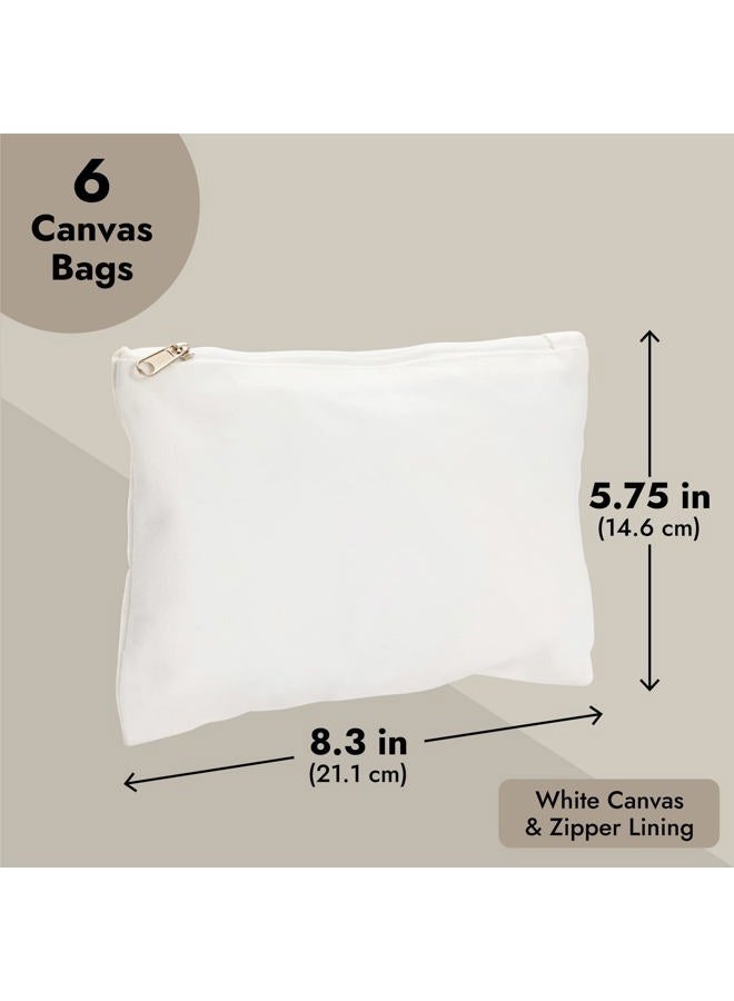 Bright Creations طقم حقائب مكياج بيضاء 6 قطع مع سحاب - 8x6 أكياس قماش قطنية قابلة للتخصيص للفنون والحرف اليدوية، عناصر للتلوين، لمنتجات التجميل، القرطاسية، هدايا الحفلات - Image 4