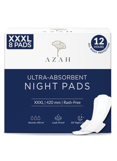 Azah XXXL Sanitary Napkins for Women [Pack of 8] | Extra Large Night Pads | Cottony Soft Sanitary Pads for Women | XXXL Pads for Women | Leak Proof for Overnight Protection | Extra Long & Wide Back - pzsku/ZA39EE3B8413BCDE5F869Z/45/_/1740483623/37faf705-53f5-4359-a66f-359771b4c51a