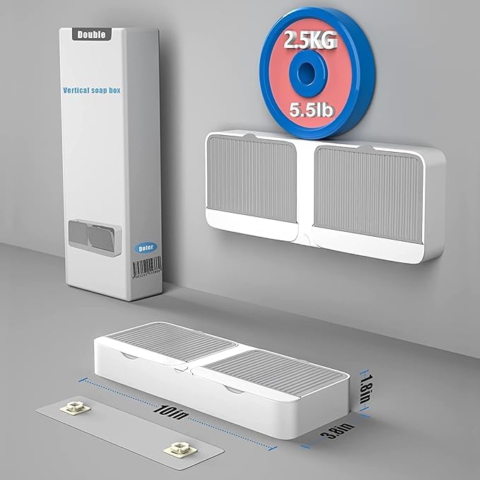 Bindex Double Bar Soap Dish with Drainage Box, Premium Plastic Soap Holder, Soap Saver for Shower, Easy Cleaning, Dry,Extend Soap Life,No Drilling Soap Box are Simple, Beautiful and Practical - Image 4