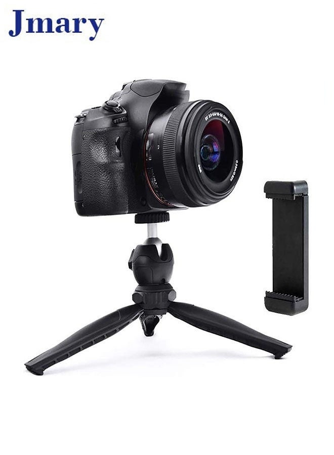 Jmary MT-20 - Table Top Mini Portable Fold-able Tripod Stand for Mobile Phones and DSLR & Digital Cameras - Coming with Universal Mobile Phone Holder (Black) - Image 1