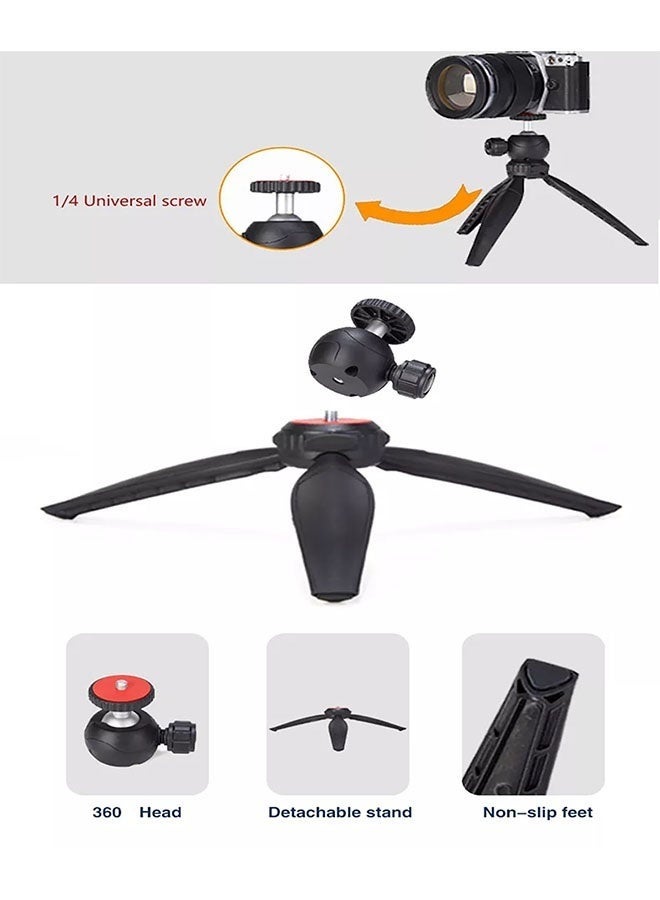 Jmary MT-20 - Table Top Mini Portable Fold-able Tripod Stand for Mobile Phones and DSLR & Digital Cameras - Coming with Universal Mobile Phone Holder (Black) - Image 3