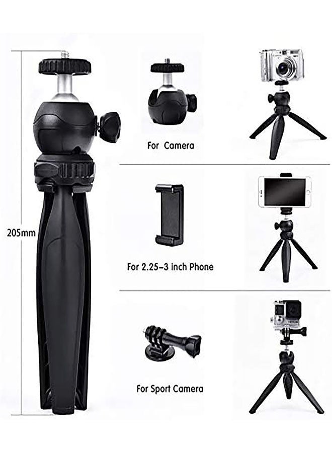 Jmary MT-20 - Table Top Mini Portable Fold-able Tripod Stand for Mobile Phones and DSLR & Digital Cameras - Coming with Universal Mobile Phone Holder (Black) - Image 2