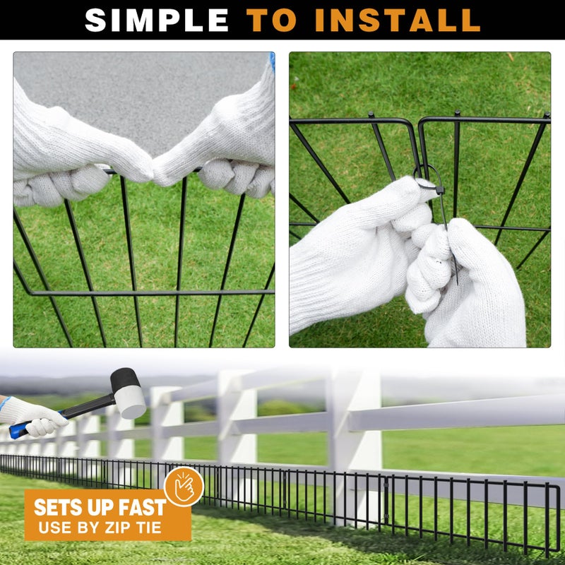 KYATE 45.33ft(L) X 13inch(H) Animal Barrier Fence, 32 Panels No Dig Fences for Rabbit, Dog Digging Defense Ground Bottom Blockers, Rustproof Metal Border for Garden Outdoor Patio Landscaping - Image 4