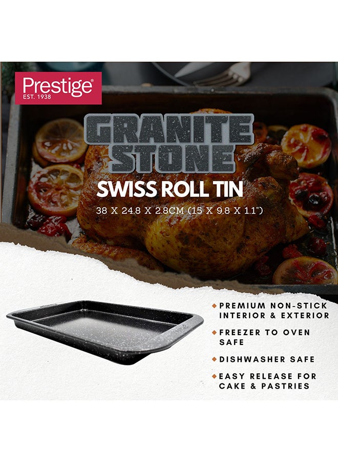 Prestige Prestige Rectangular Baking Tray with Nonstick Granite Stone Coating | Carbon Steel Baking Pan | Premium Swiss Roll Tin - PR48772  - Image 5