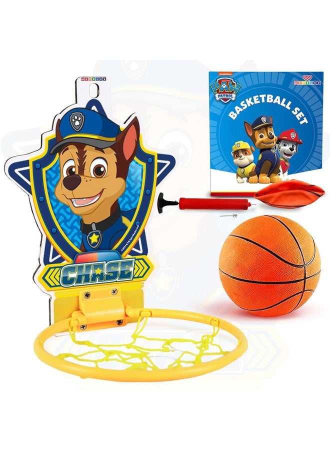 Wembley Paw Patrol Basket Ball for Kids Boys Girls Basketball Set with Deflated Ball, Hoop, Hanging Board & Pump Indoor Outdoor Games Birthday Gift for Children - Chase - Image 1