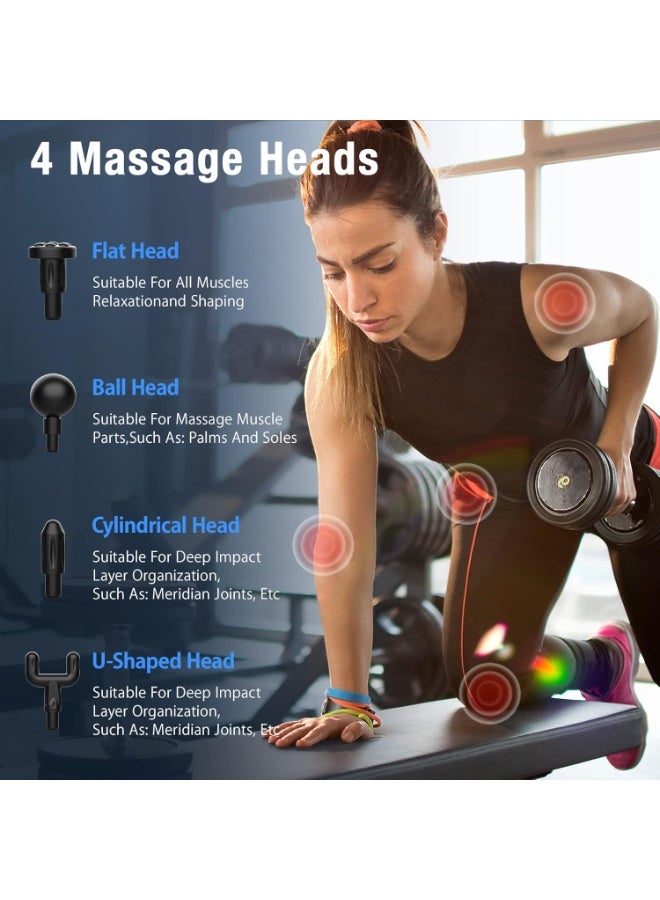 EVY Massage Gun, Black, Deep Tissue Percussion Muscle Massager with 6 Adjustable Speed Levels, 4 Interchangeable Massage Heads, Quiet Motor, USB Type-C Rechargeable, Portable for Home, Gym and Office Use - Image 3