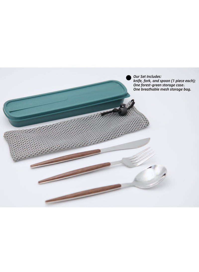 5 Pcs 304 Stainless Steel Portable Cutlery Set with Case, Knife, Fork, Spoon, Reusable Flatware Set for Travel, Camping, School, Office and Daily Use, Dishwasher Safe Silverware Utensils Set (Silver) - Image 4