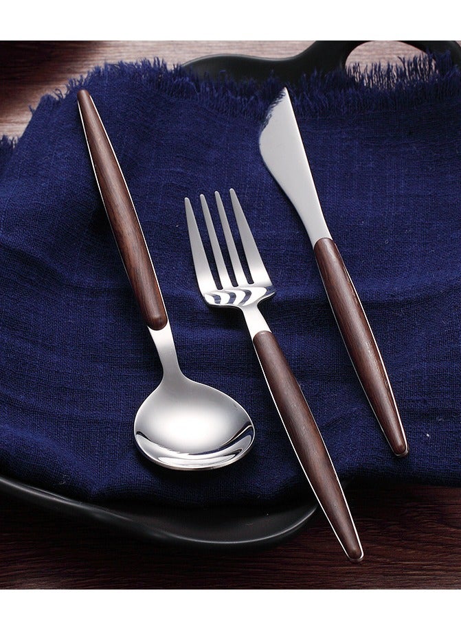 5 Pcs 304 Stainless Steel Portable Cutlery Set with Case, Knife, Fork, Spoon, Reusable Flatware Set for Travel, Camping, School, Office and Daily Use, Dishwasher Safe Silverware Utensils Set (Silver) - Image 1