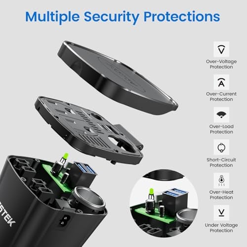 BESTEK محول الطاقة BESTEK 200 واط، محول قابس السيارة مع مخرج مزدوج لشحن USB بقوة 4.5A، شاحن سيارة لحامل الأكواب مع مقبس ولاعة السجائر للكمبيوتر المحمول، الكمبيوتر (أحمر كولا) - Image 5