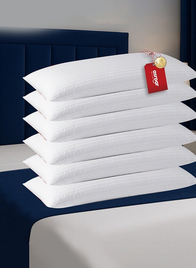 Asraar 6 Piece | Long Sleeping Pillow Microfiber - White 150x50cm - Image 1