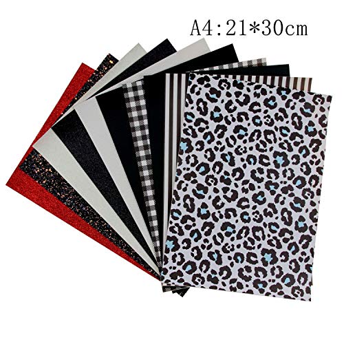 Litchi 10 Pieces 8x12 Inch Faux Leather Sheets Include Fine Chunky Glitter Printed for Leather Bows Earrings Making - Image 4