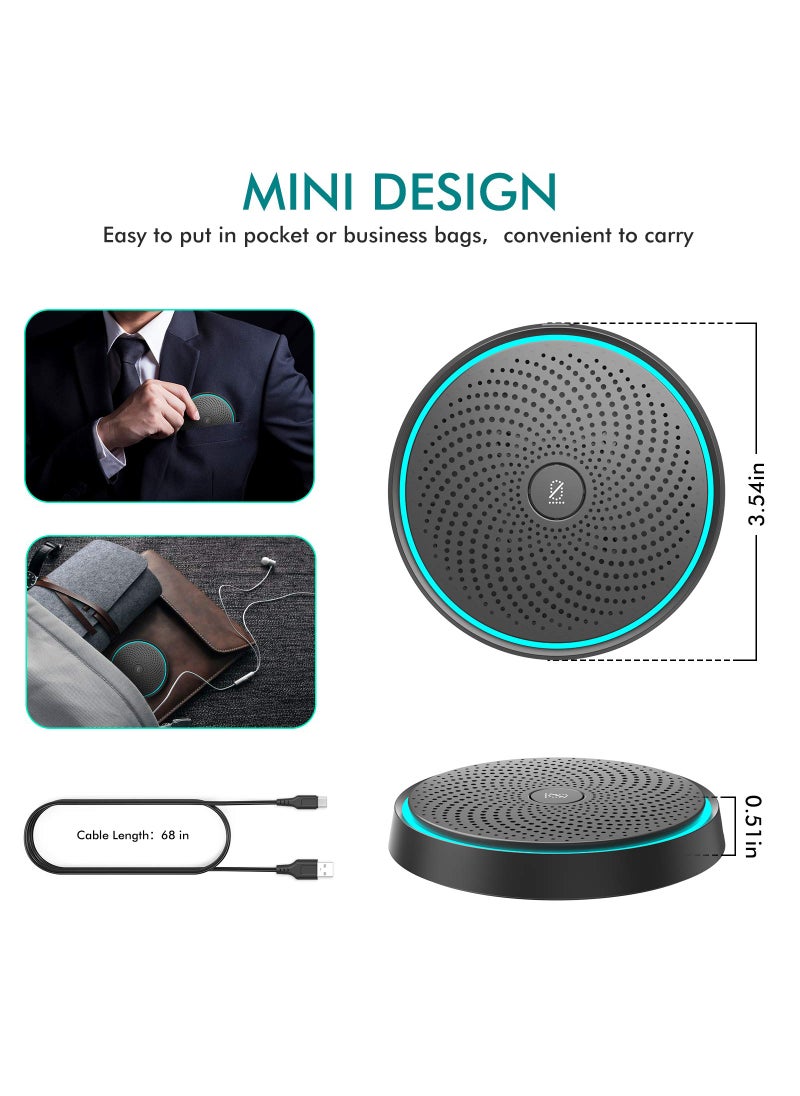 WISE TIGER USB Conference Microphone for Gaming, Skype, Zoom - 360 Omnidirectional Condenser PC Mic with One-Key Mute, Plug & Play Laptop Desktop Microphone