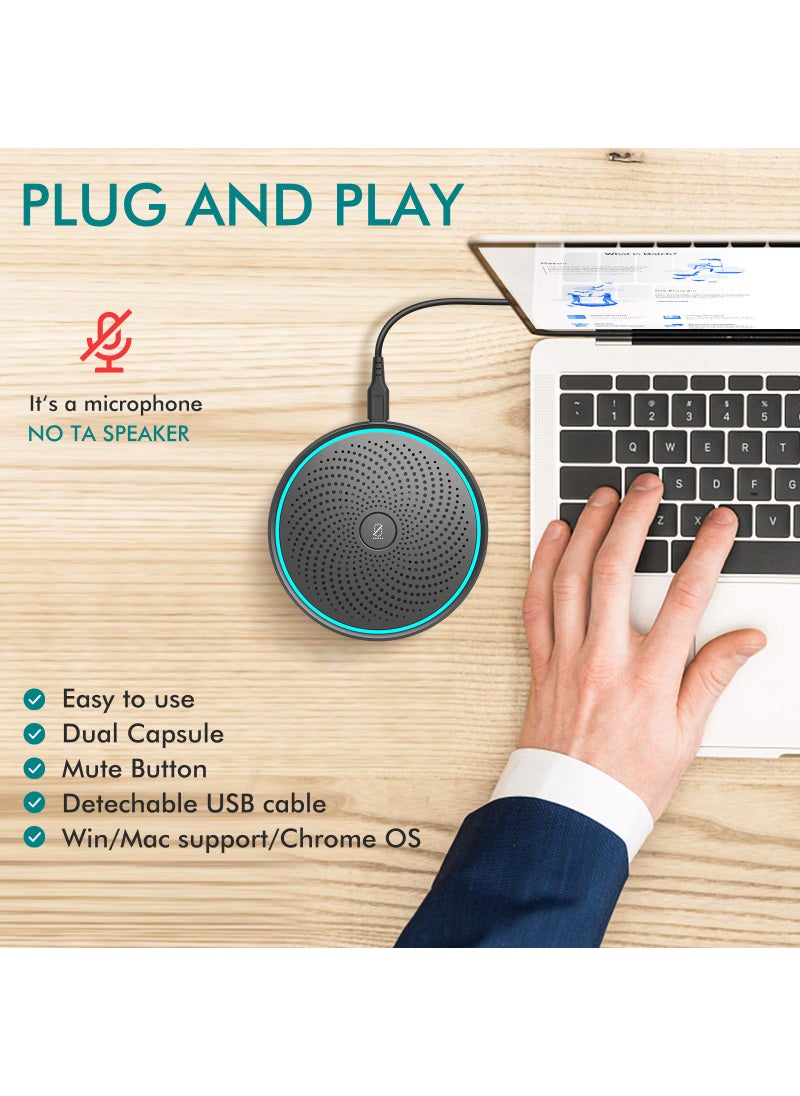 WISE TIGER WISE TIGER USB Conference Microphone for Gaming, Skype, Zoom - 360 Omnidirectional Condenser PC Mic with One-Key Mute, Plug & Play Laptop Desktop Microphone  - Image 5