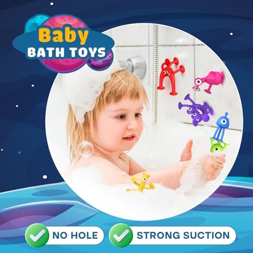 Richtim Suction Toy Toddler Bath Toys No Hole Bath Toy for Boys Girls 18PCS Sensory Fidget Toys for Kids Baby Window Building Toy Gooide Bag Stuffers Travel Gifts Easter Basket Stuffers Egg Fillers - Image 5