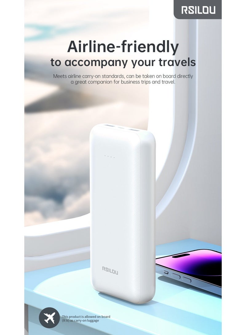 RSILOU R1003 10000mAh Dual-Port Fast Charging Power Bank – Dual USB Output, Type-C Input, Intelligent Protection, Airline-Friendly Portable Charger - Image 3