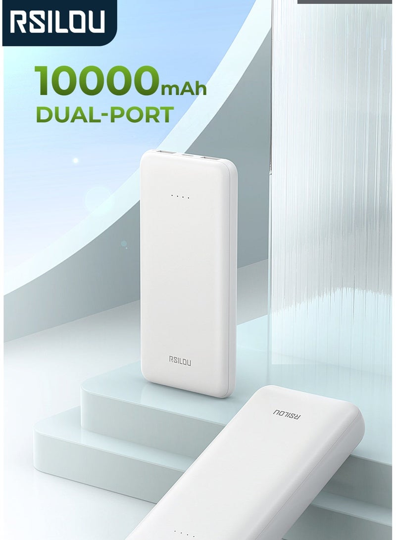 RSILOU R1003 10000mAh Dual-Port Fast Charging Power Bank – Dual USB Output, Type-C Input, Intelligent Protection, Airline-Friendly Portable Charger - Image 1
