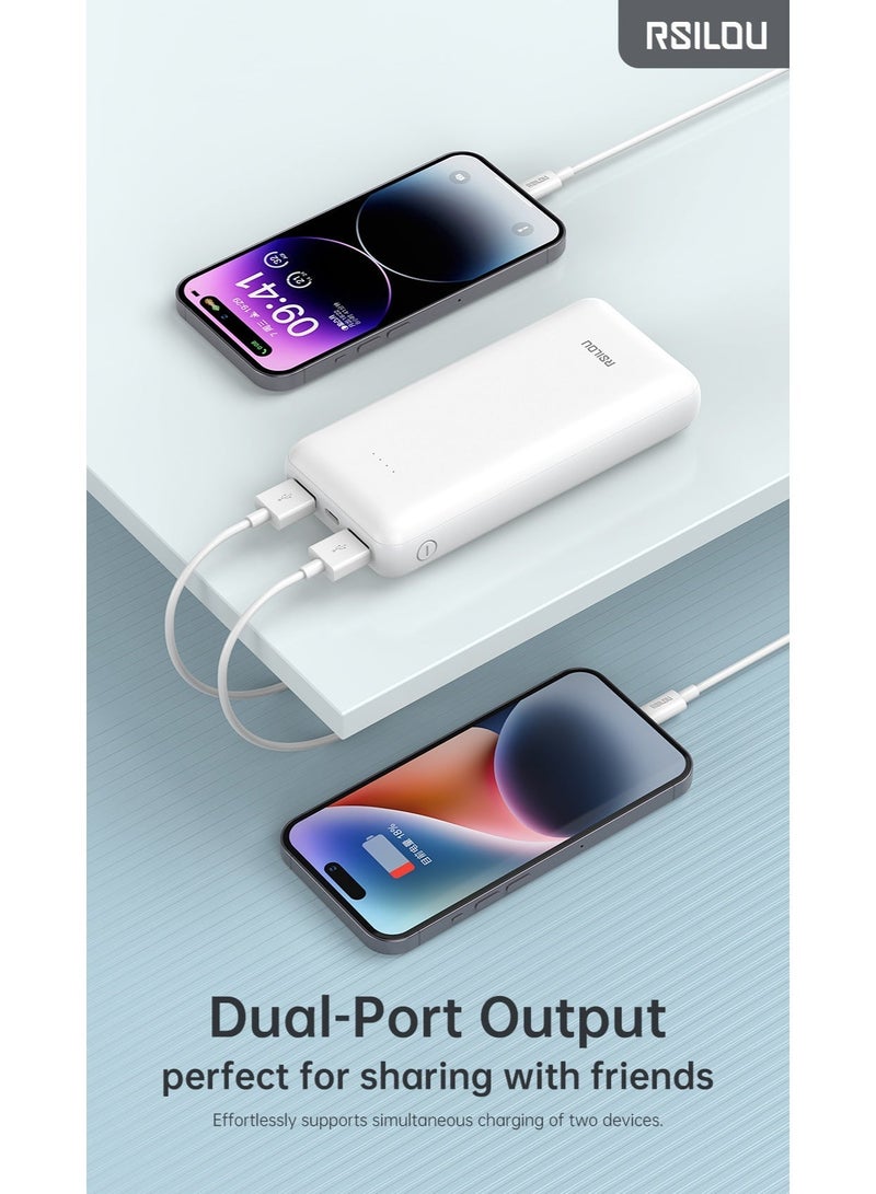 RSILOU R1003 10000mAh Dual-Port Fast Charging Power Bank – Dual USB Output, Type-C Input, Intelligent Protection, Airline-Friendly Portable Charger - Image 4