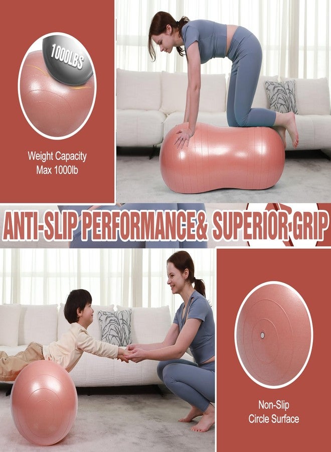 INPANY Peanut Ball - Anti Burst Exercise Ball for Labor Birthing, Physical Therapy for Kids, Core Strength, Home & Gym Fintness (Include Pump) Rose Pink - Image 4