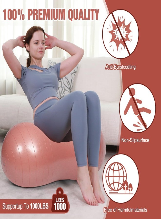 INPANY Peanut Ball - Anti Burst Exercise Ball for Labor Birthing, Physical Therapy for Kids, Core Strength, Home & Gym Fintness (Include Pump) Rose Pink - Image 3