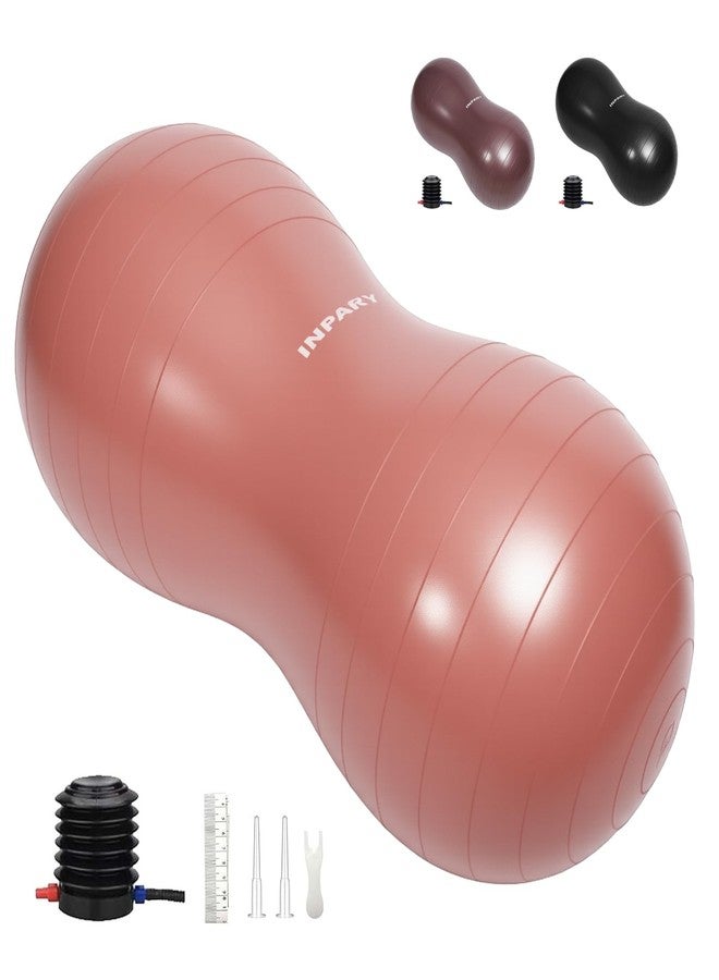 INPANY Peanut Ball - Anti Burst Exercise Ball for Labor Birthing, Physical Therapy for Kids, Core Strength, Home & Gym Fintness (Include Pump) Rose Pink - Image 1