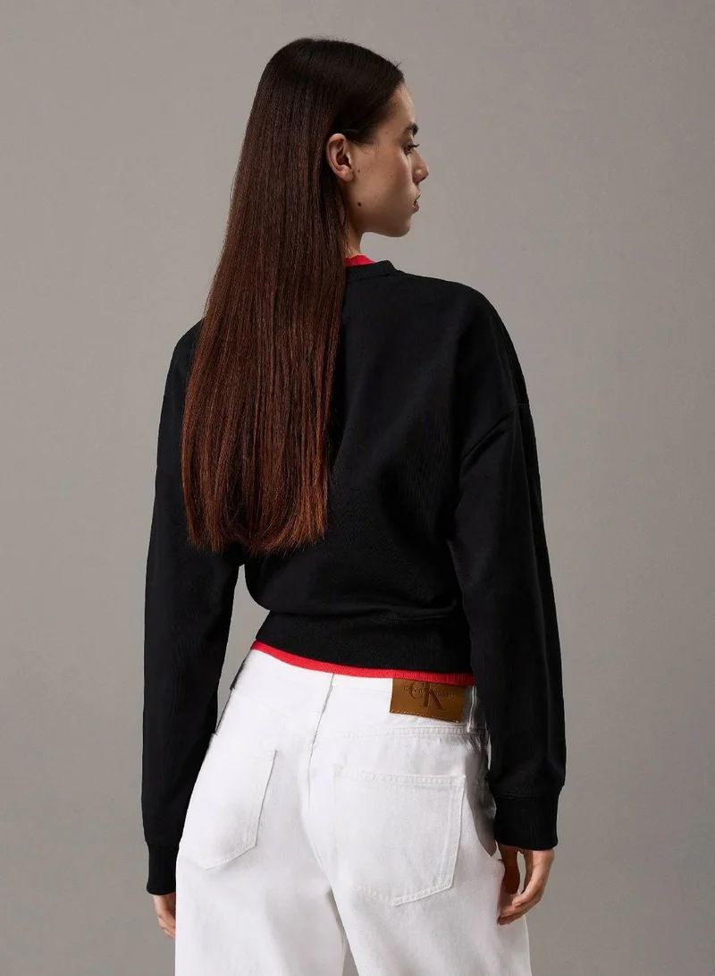 Calvin Klein Jeans Black Cropped Monogram Sweatshirt for Women | Best Price UAE