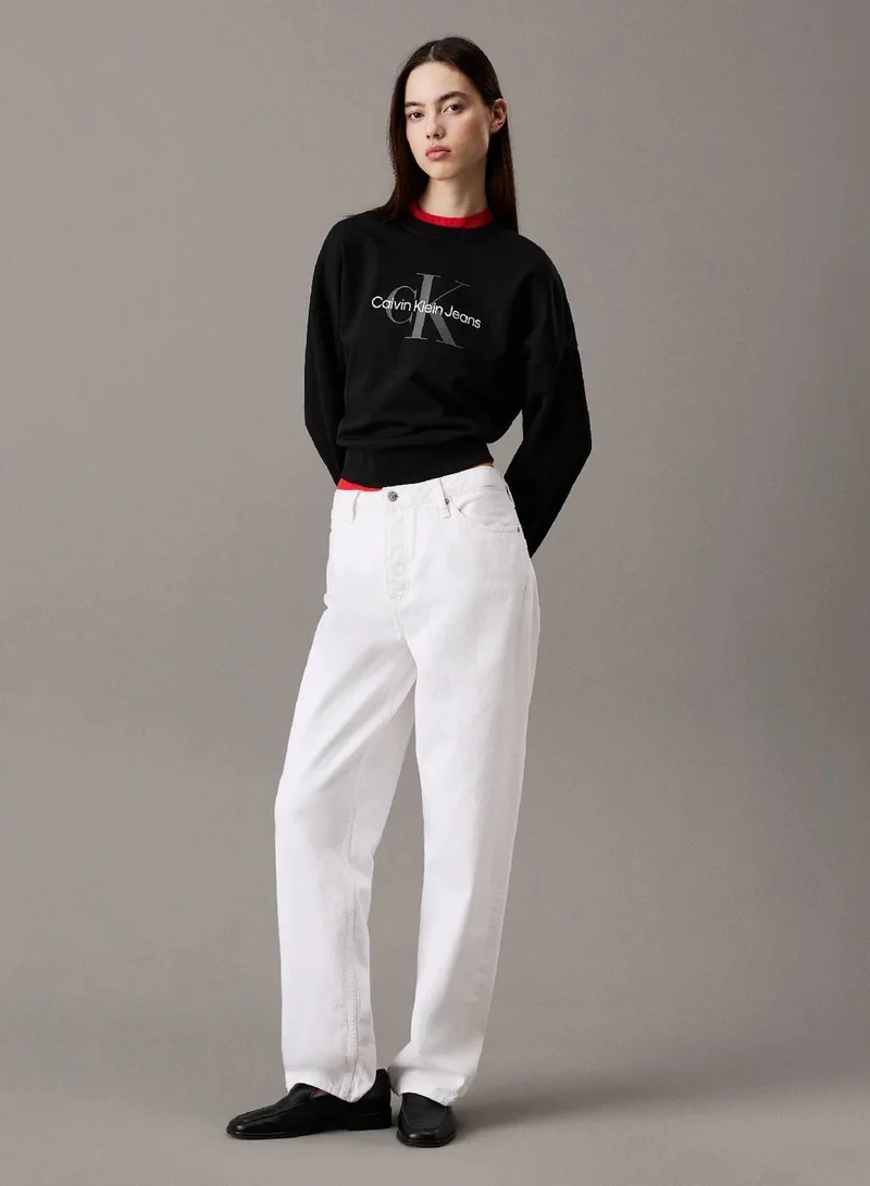 Calvin Klein Jeans Black Cropped Monogram Sweatshirt for Women | Best Price UAE