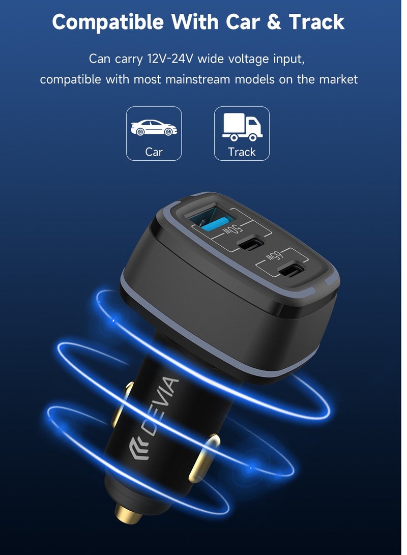 ديفيا شاحن سيارة ديفيا بقوة 115 واط بمنفذين PD ومنفذ USB – شحن سريع وآمن لأجهزة اللابتوب والهواتف - Image 4