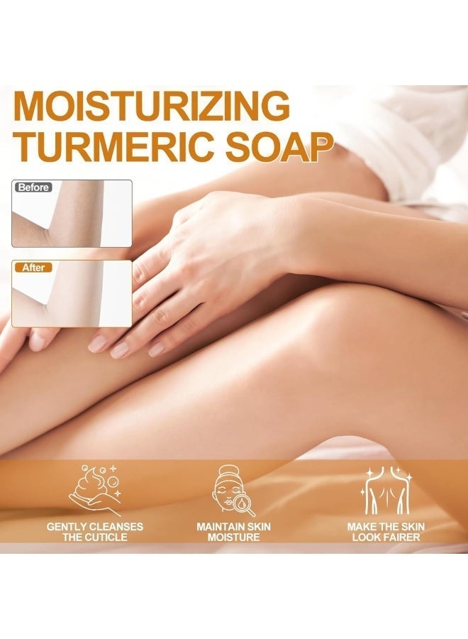 NIKITA.VIVI صابون حمض الكوجيك 2 قطعة لتصبغ البشرة صابون حمض الكوجيك والكركم مع الكولاجين وفيتامين C للوجه والجسم تنظيف عميق وترطيب صابون طبيعي 2 × 100 جرام - Image 4