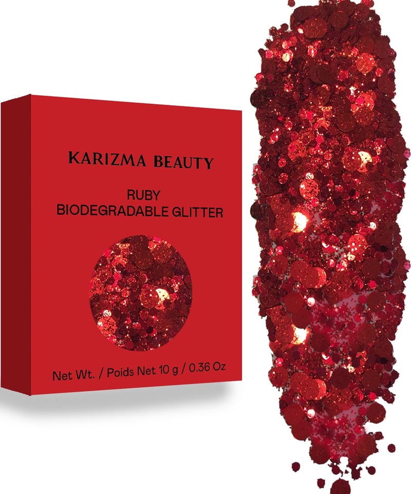KARIZMA جليتر روبي القابل للتحلل من كارزما بيوتي جليتر أحمر جليتر بيئي جليتر للوجه 8 جرام - Image 1