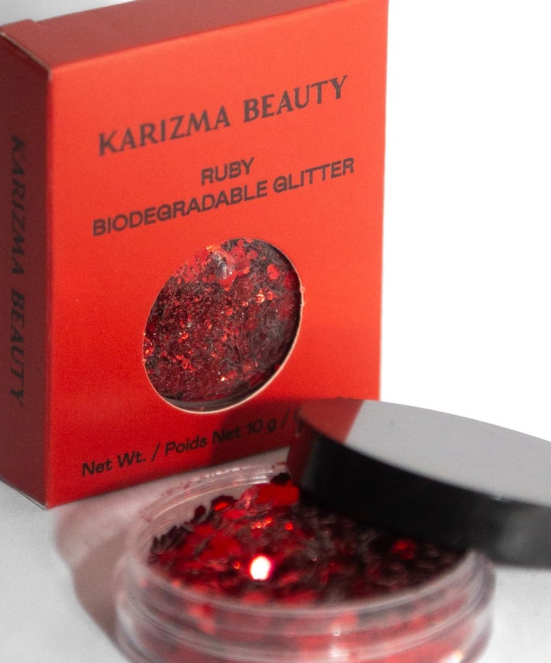 KARIZMA جليتر روبي القابل للتحلل من كارزما بيوتي جليتر أحمر جليتر بيئي جليتر للوجه 8 جرام - Image 3