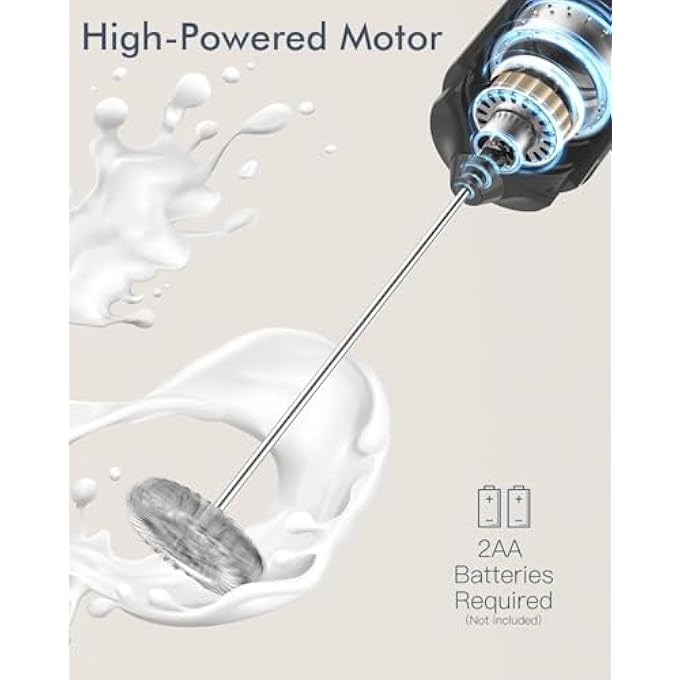 Tazweeq 1 Pack Milk Frother Handheld With Cover Electric Foam Maker Frother Wand Whisk Drink Mixer  Foamer For Coffee Latte - Image 4