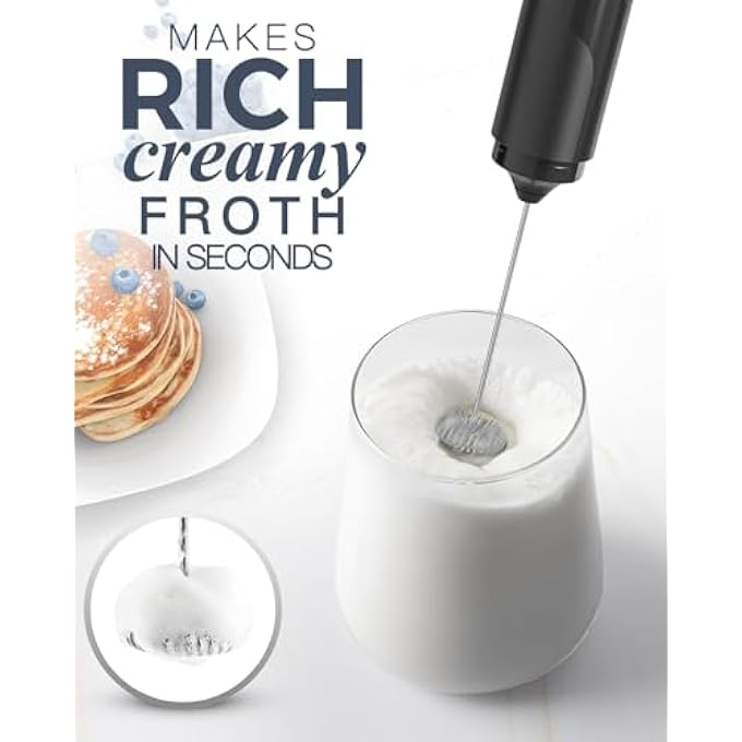 Tazweeq 1 Pack Milk Frother Handheld With Cover Electric Foam Maker Frother Wand Whisk Drink Mixer  Foamer For Coffee Latte - Image 3