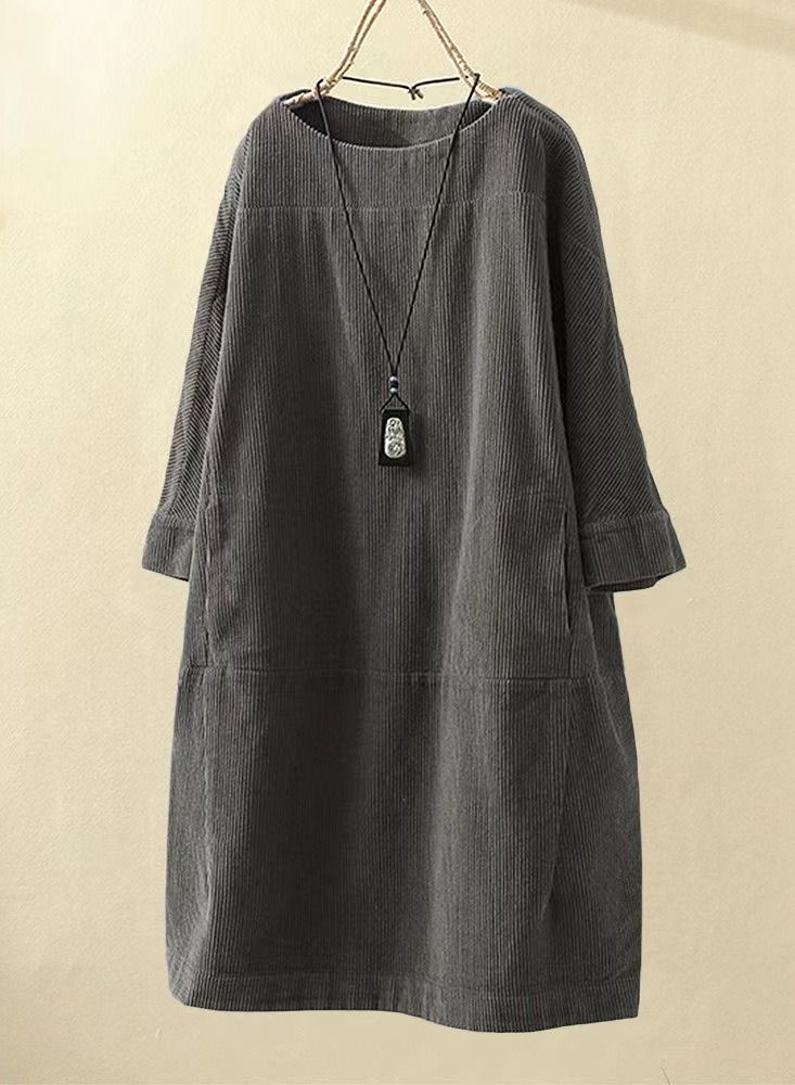 Loquat Casual Women's Round Neck A line Skirt Dress  - Image 1