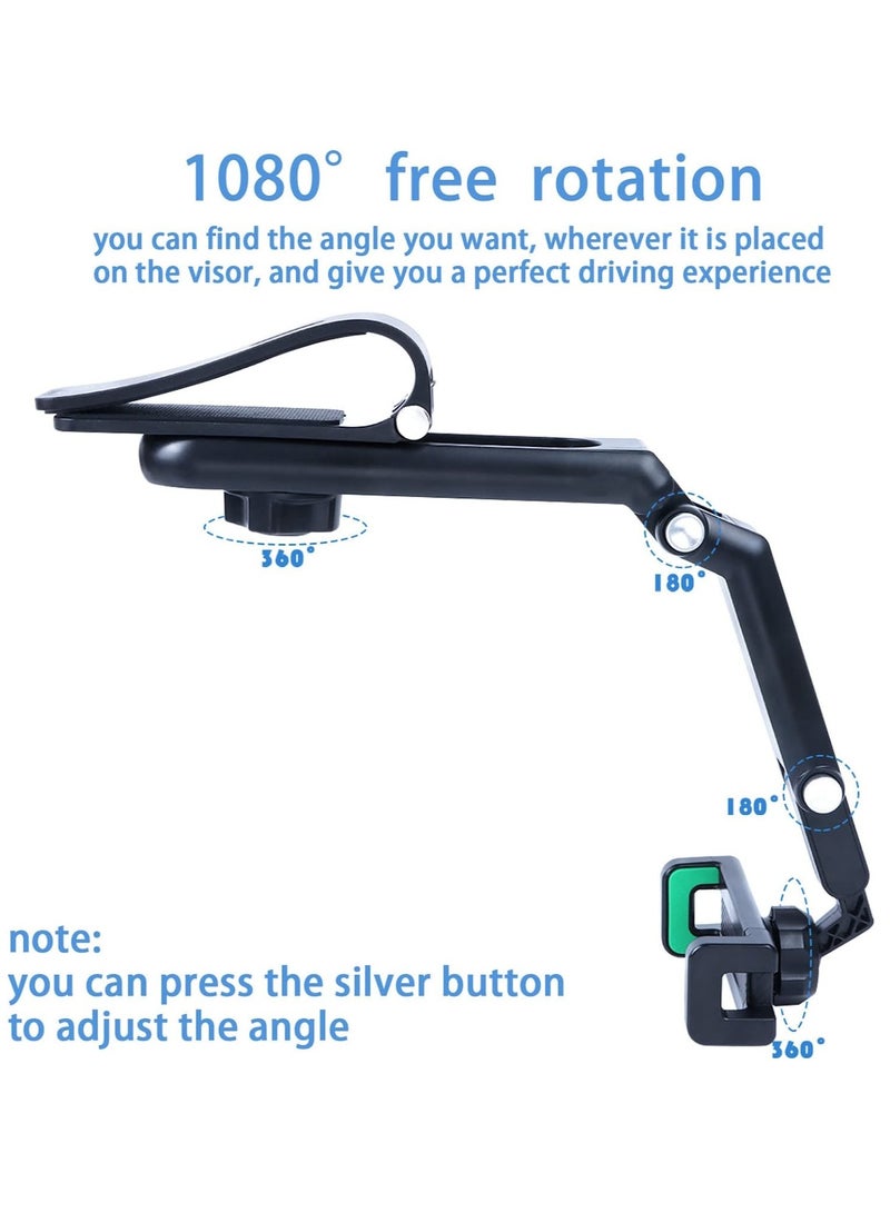 Green Cell Phone Holder for Car，Mount Clip for Car Cellphone，360° Rearview Phone Holder for Car Sun Visor，Perfectly for iPhone pro, 13/12pro,XR,XS,Pro,Samsumg,Andriod, Car Accessories - Image 2