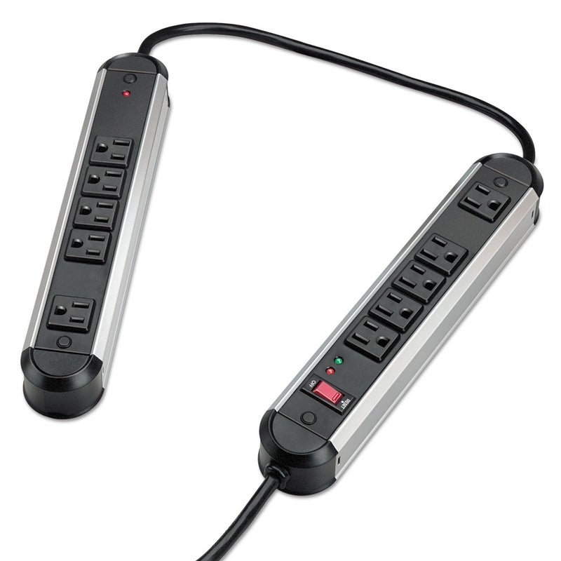 Fellowes 10-Outlet Metal Split Surge Protector, 6 Foot Cord, 1,250 Joules (99082)
