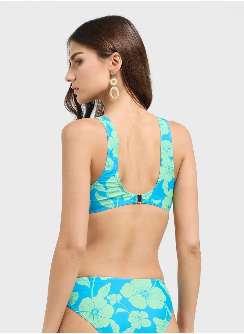 Floral Colorblock Bikini & Brief Set