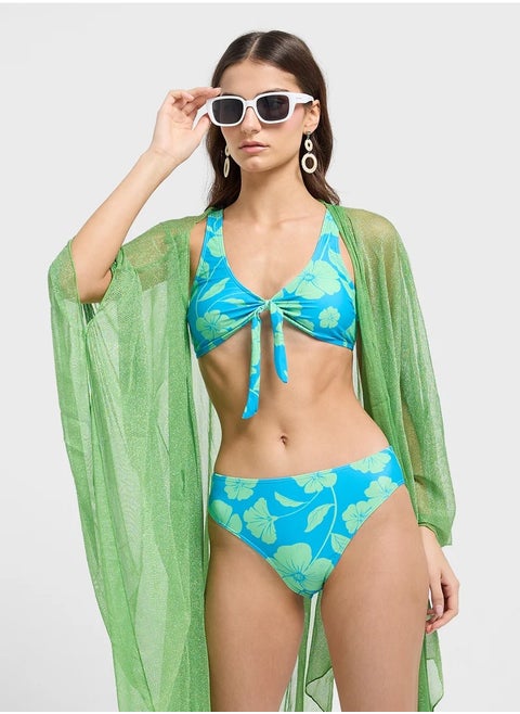 Floral Colorblock Bikini & Brief Set