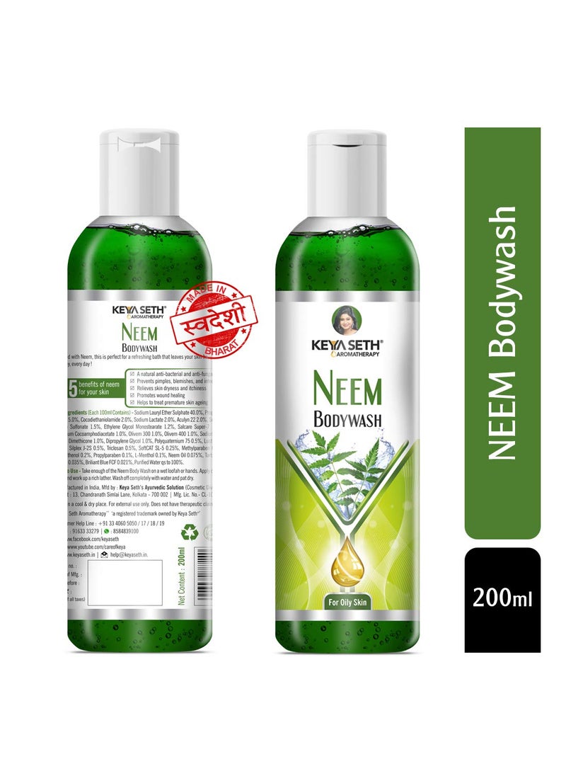 KEYA SETH AROMATHERAPY, DEVICE OF DROP Keya Seth Aromatherapy Neem Bodywash Gel Enriched with Pure Neem Essential Oil Olive Extract Natural Anti Acne Pimple Unisex for Oily Skin 200ml  - Image 2