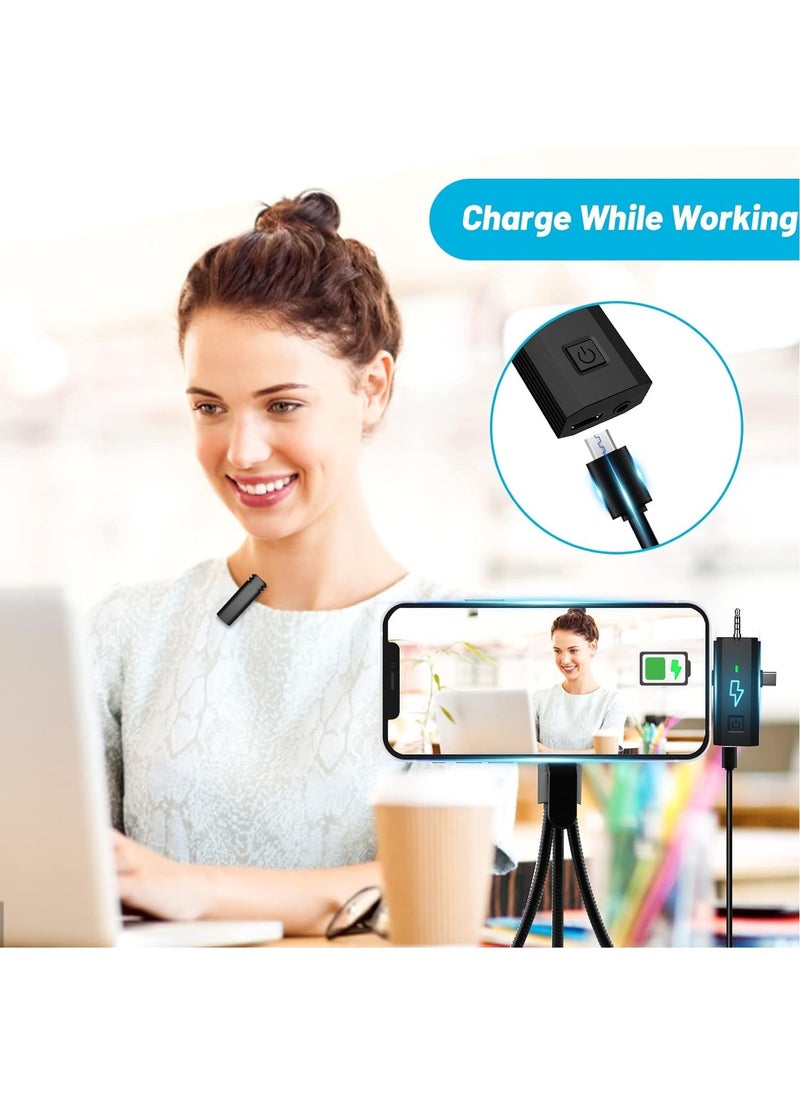 MSMR - 2 Pack Wireless Lavalier Microphones for iPhone/Android/Camera/PC,3 in 1 Mini Microphone,Clip on Lapel Mic,Noise Reduction,Plug-Play Wireless Mic for Recording,Live Stream,YouTube,TikTok - Image 1