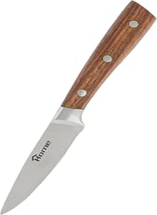 Home International KV1009 Stainless Steel Small Sharp Knife with Handle, 20 cm Length, Silver/Brown