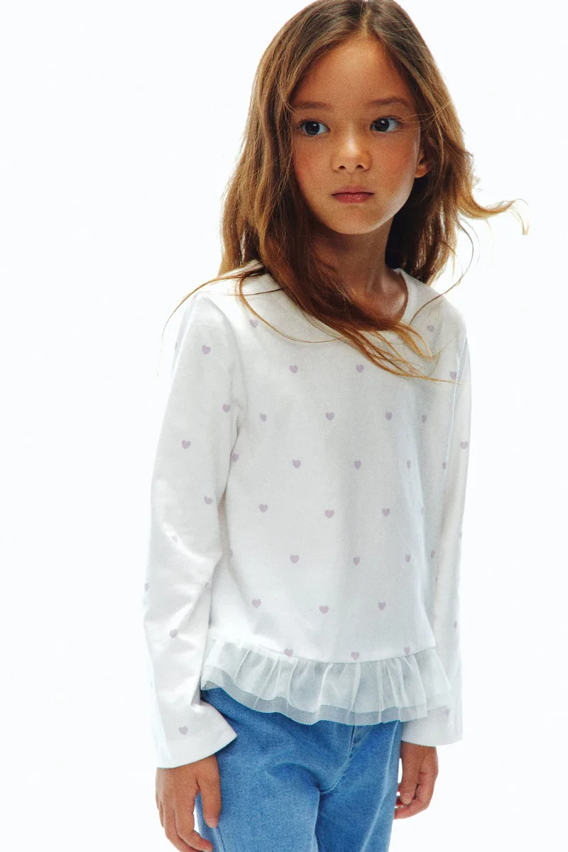 H&M Tulle-frilled cotton top