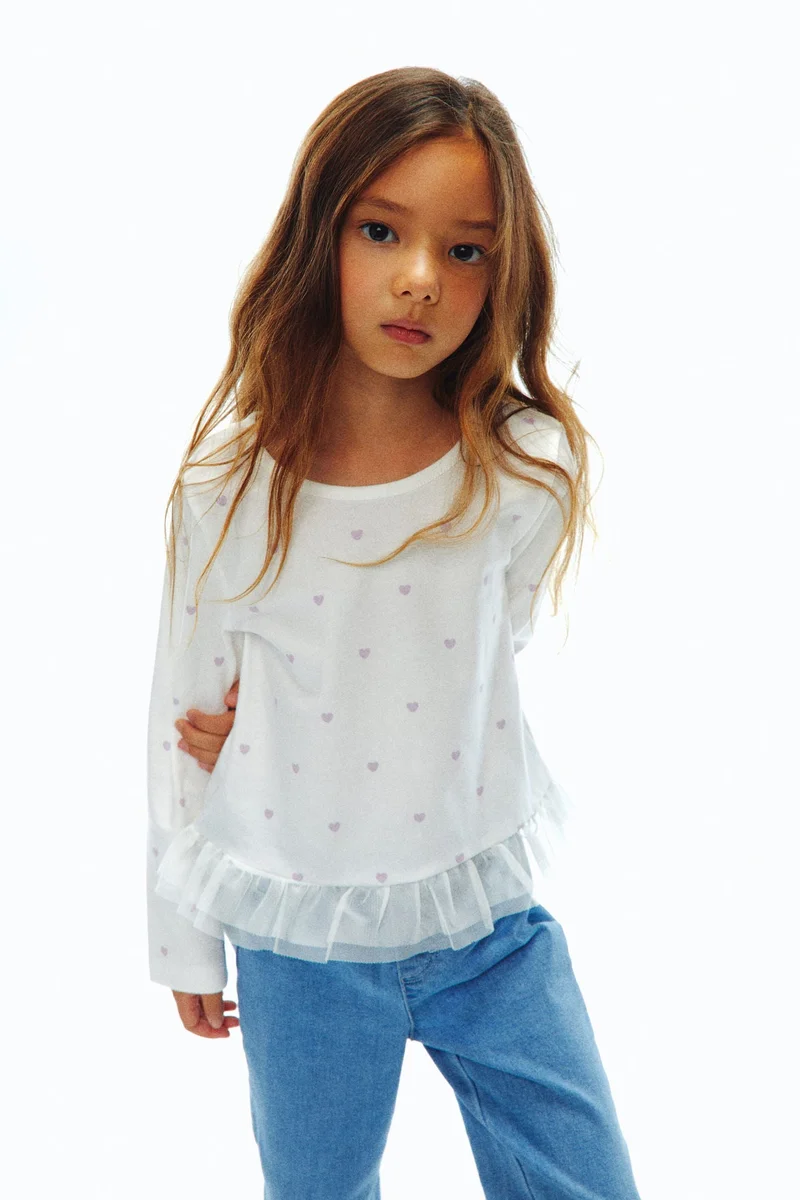 H&M Tulle-frilled cotton top