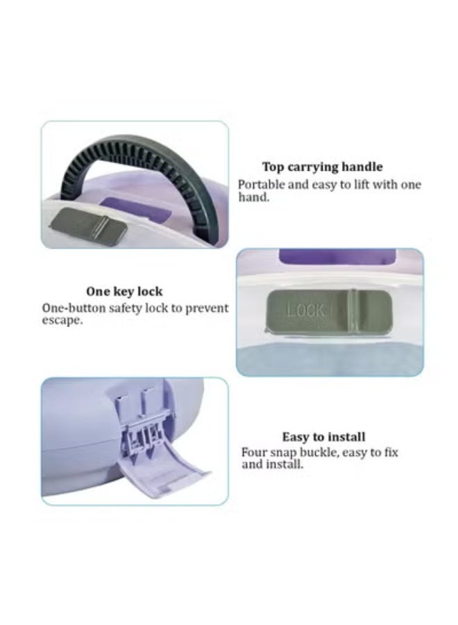 NNC PETS Pet carrier with Carrying handle, Stylish and Lightweight, 42 Pet capsule with safety lock, Transparent view, Fully enclosed pet carrier for small and Medium cats, Breathable cat travel case, (Purple) - Image 4